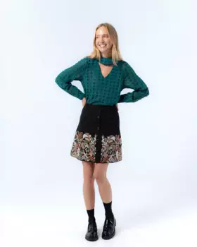 Мини-юбка с эластичной резинкой на талии и вышивкой Carmina Niza, черный