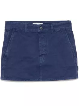 Мини-юбка с аппликацией логотипа Miu Miu, синий