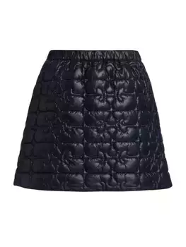 Мини-юбка с блестящей стеганой оболочкой Ganni, цвет sky captain