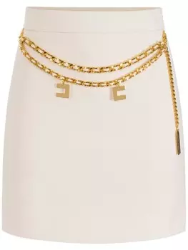 Мини-юбка с цепочкой Elisabetta Franchi, нейтральный цвет
