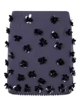 Мини-юбка с цветочным декором Semicouture, синий