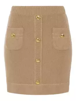 Мини-юбка с декоративными пуговицами Elisabetta Franchi, нейтральный