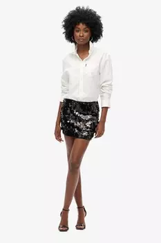 Мини юбка с дисками из пайеток Superdry, черный