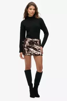 Мини юбка с дисками из пайеток Superdry, розовый