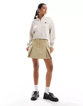 Мини-юбка с клапаном и карманом в складку светло-коричневого цвета Tommy Jeans