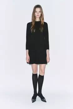 Мини-юбка с коробчатыми складками ZARA, черный