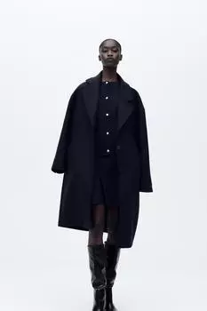 Мини-юбка с коробчатыми складками ZARA, темно-синий