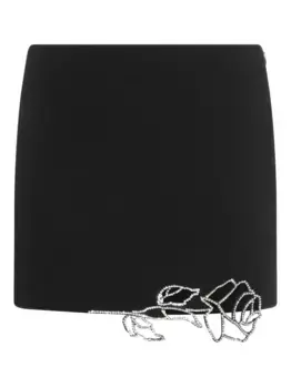 Мини-юбка с кристаллами и розами BLUMARINE, черный