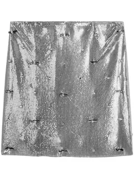 Мини-юбка с кристаллами Versace, серый