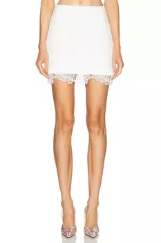 Мини-юбка с кружевным подолом David Koma, белый