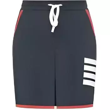 Мини-юбка с кулиской и 4-мя полосками THOM BROWNE, синий