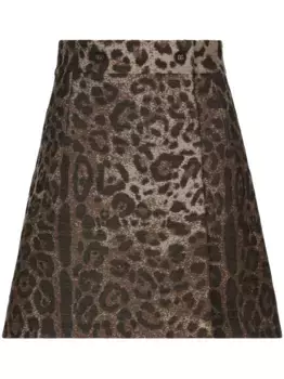 Мини-юбка с леопардовым принтом DOLCE & GABBANA, коричневый