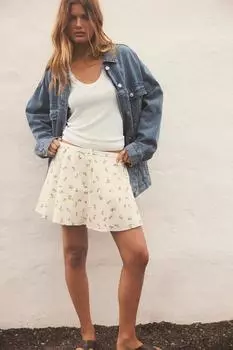 Мини-юбка с лимонным принтом ZARA, желтый