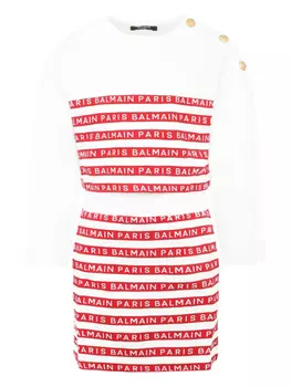 Мини-юбка с логотипом Balmain Kids, белый