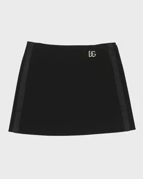 Мини-юбка с логотипом и эмблемой для девочек Dolce&Gabbana, цвет Black