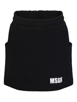 Мини-юбка с логотипом MSGM Kids, черный