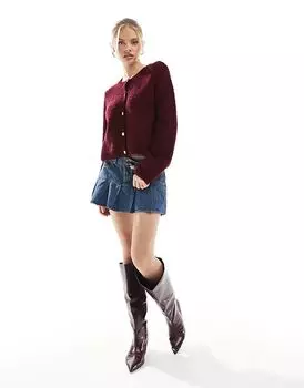 Мини-юбка с микроплиссировкой из денима Hollister