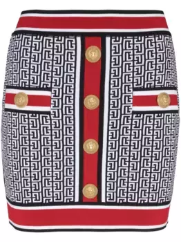 Мини-юбка с монограммой BALMAIN, синий