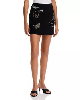 Мини-юбка с надписью «Бабочка» Cinq Sept, черный