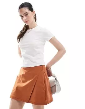 Мини-юбка с обертыванием bengaline в имбирном цвете Miss Selfridge