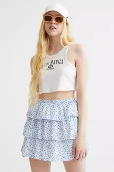 Мини-юбка с оборками H&amp;M, голубой/маленькие цветы