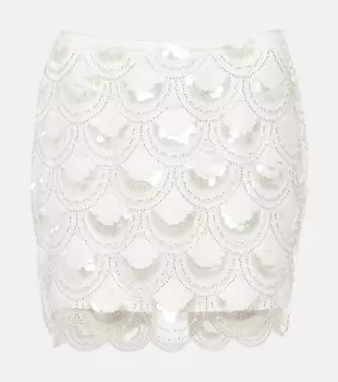 Мини-юбка с пайетками Rotate Birger Christensen, белый