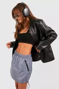 Мини-юбка с парашютным нимом Boohoo, серый