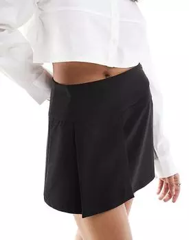 Мини-юбка с поясом-оберткой черного цвета Pull&Bear