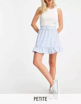 Мини-юбка с поясом Vila Petite в синюю клетку