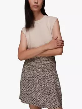 Мини-юбка с принтом клевера Whistles, темно-синий/кремовый