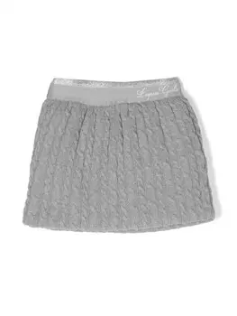 Мини-юбка с принтом логотипа Lapin House, вязка косами, серый