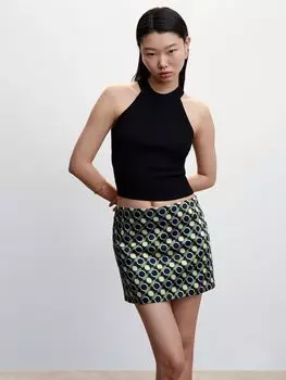 Мини-юбка с принтом Mango Salome, черная
