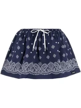Мини-юбка с принтом пейсли Miu Miu, синий