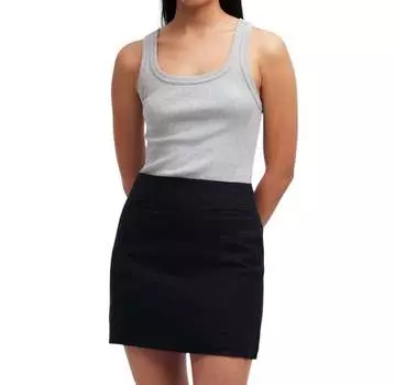 Мини-юбка с прорезным карманом черного цвета Madewell