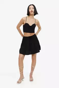 Мини-юбка с рюшами H&M, черный