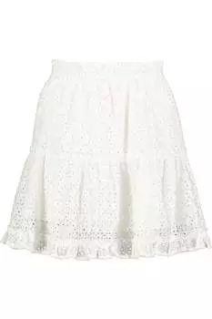 Мини-юбка с рюшами и люверсами белого цвета bishop + young