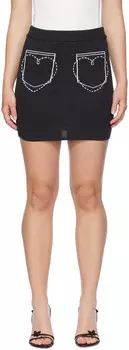 Мини-юбка с серым сердечком и карманом Moschino Jeans