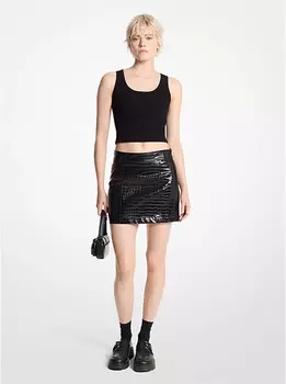 Мини-юбка с тиснением под крокодила Michael Kors, черный