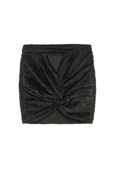 Мини-юбка с узлом, черная QUZU