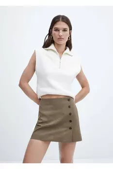 Мини-юбка с узором «гусиные лапки» Mango, коричневый