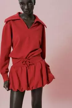 Мини-юбка с воздушным шаром ZARA, цвет Intense red