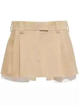 Мини-юбка с вышитым логотипом MIU MIU, нейтральный