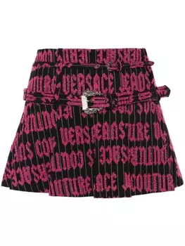 Мини-юбка с вышитым логотипом Versace Jeans Couture, черный