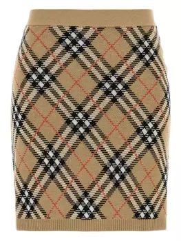 Мини-юбка с вышивкой Burberry, коричневый