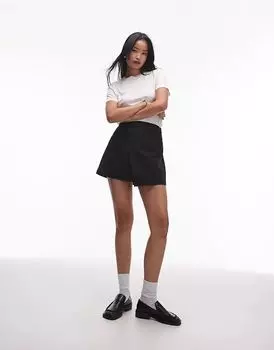 Мини-юбка с запахом черного цвета Topshop