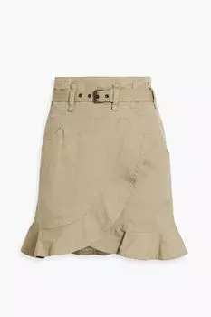 Мини-юбка с запахом и оборками из смеси хлопка и льна ISABEL MARANT TOILE, бежевый