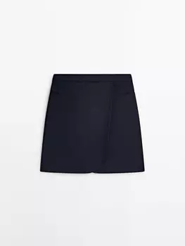 Мини-юбка с запахом Massimo Dutti, темно-синий