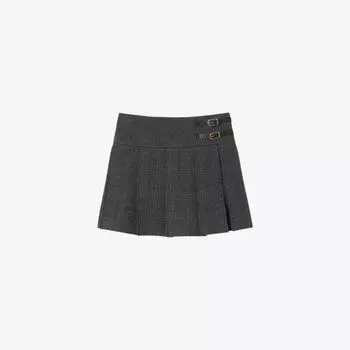 Мини-юбка Sandro плиссе из эластичной ткани с декоративными стразами, мультиколор