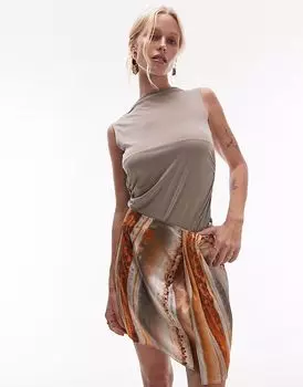Мини-юбка-саронг Topshop с минеральным принтом