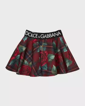 Мини-юбка Scuba с принтом роз для девочек, размер 8–12 Dolce&Gabbana, цвет Multi